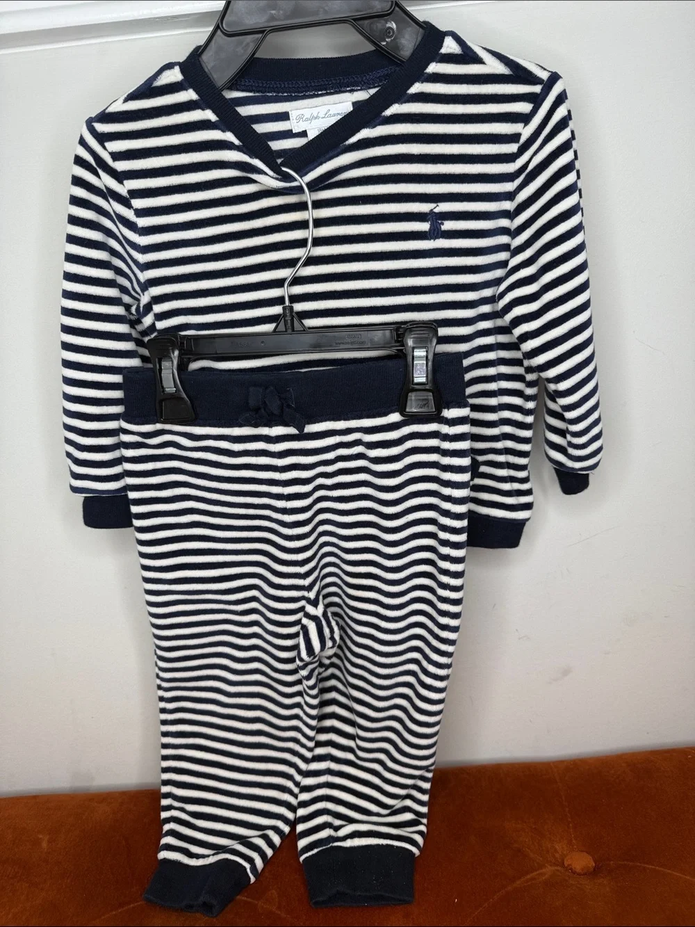 Ralph Lauren Navy & White Striped Toddler Outfit Set
